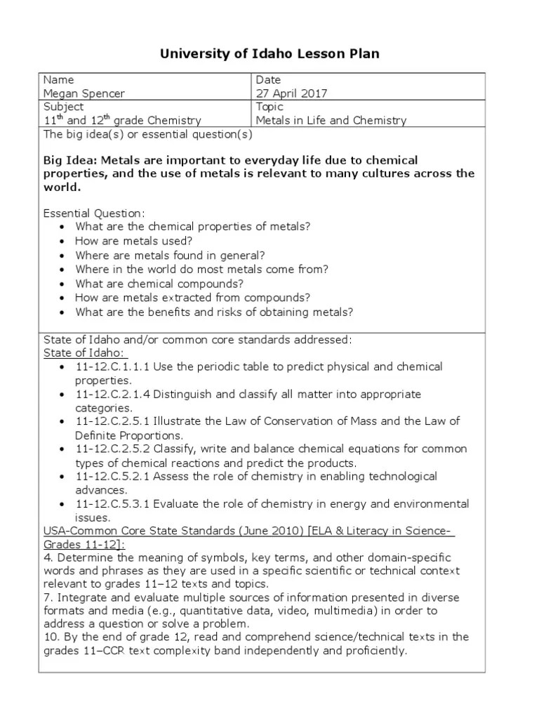 diversity lesson plan Educational Assessment Metals
