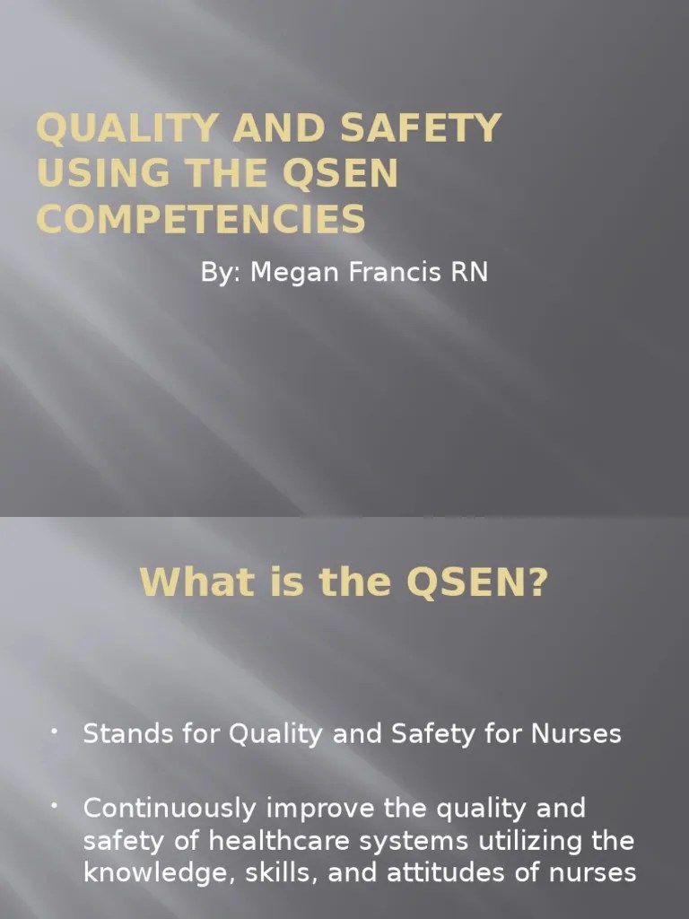 quality and safety using the qsen competencies Electronic Health