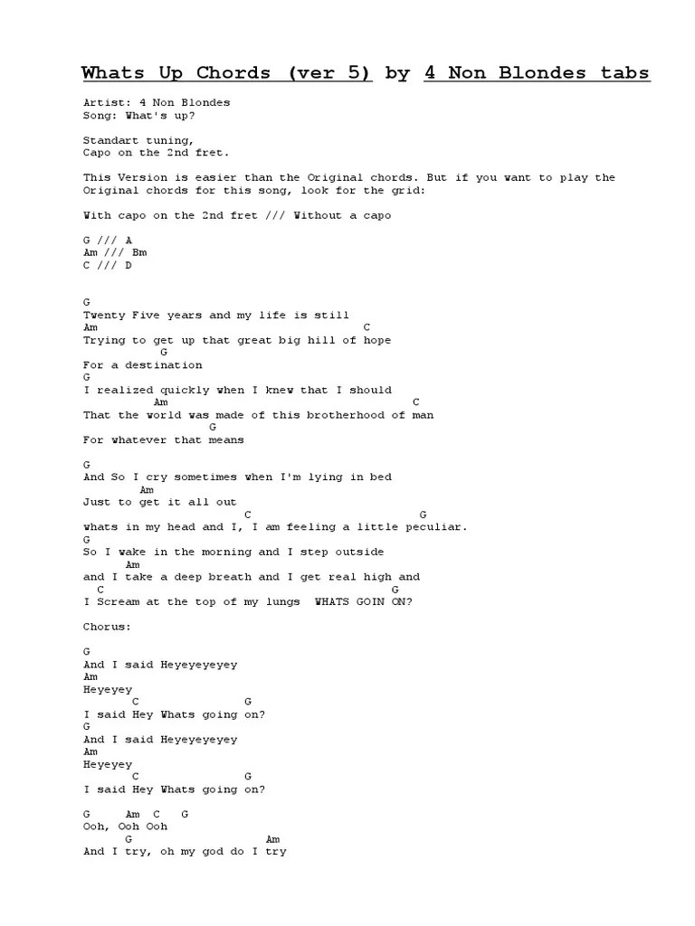 4 Non BlondesWhats Up Chords Songs Entertainment