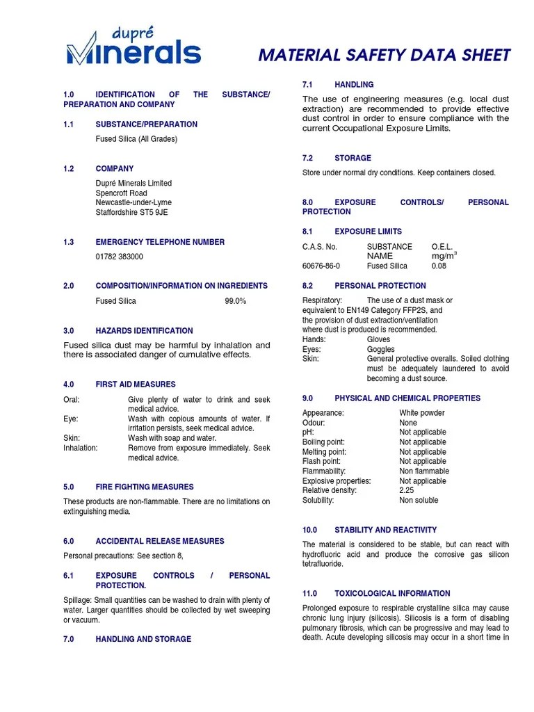 Fused Silica Msds PDF PDF