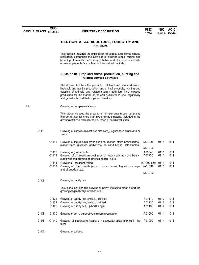 Philippine Standard Industrial Classification Coal Petroleum