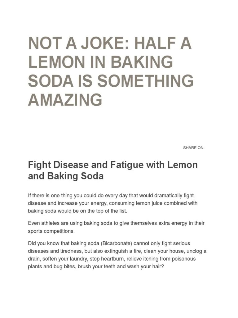 Not A Joke Baking Soda and Lemon PDF Sodium Bicarbonate Metastasis