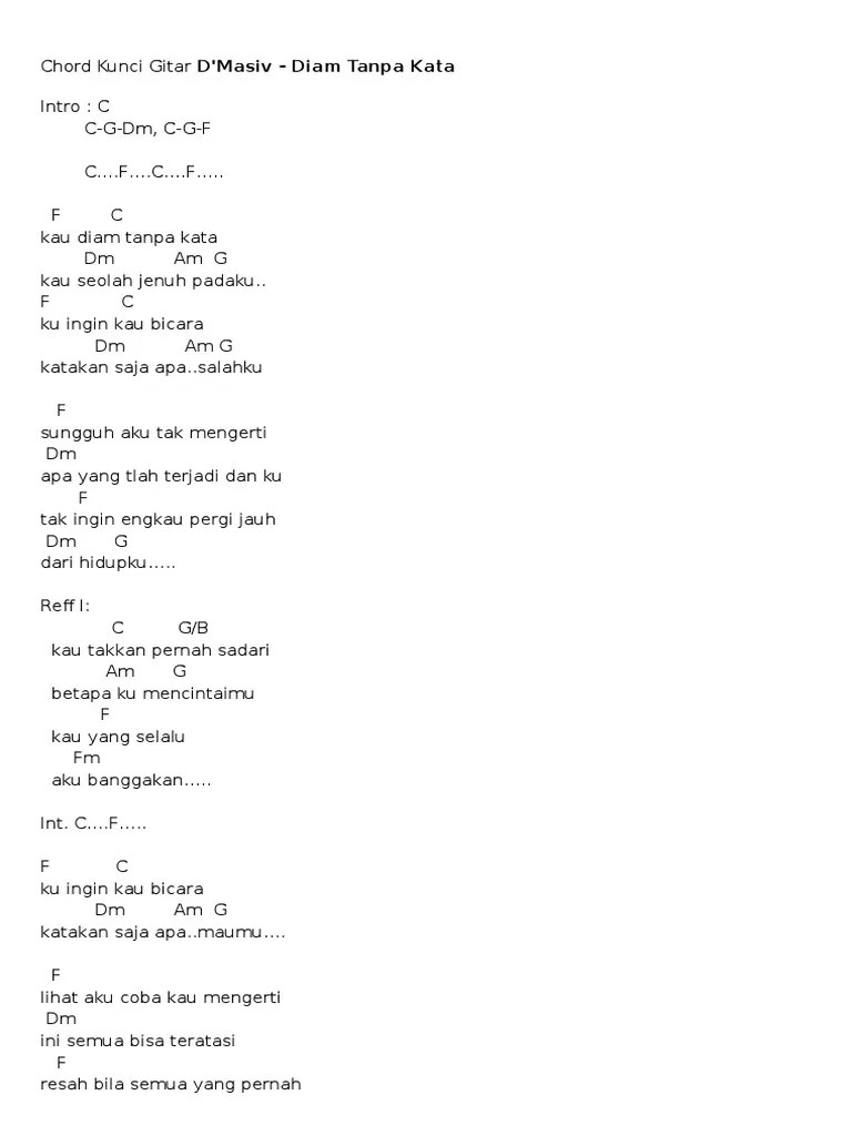 Chord Gitar D Masiv Diam Tanpa Kata Trend Kata 2019