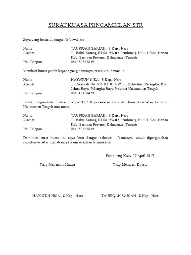 Surat Kuasa Pengambilan Str | Pdf