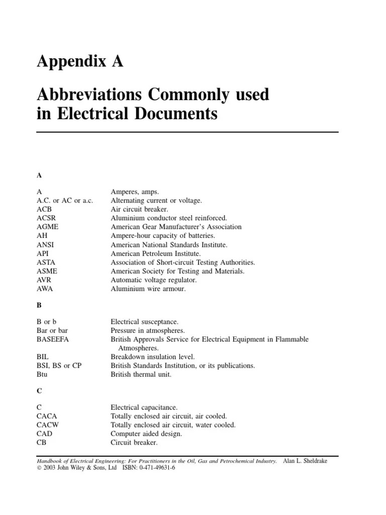 Electrical abbreviations.pdf Direct Current Electric Current