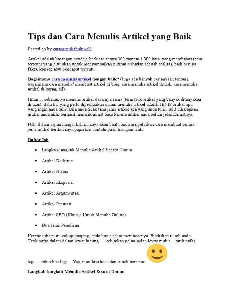 Tips Dan Cara Menulis Artikel Yang Baik | PDF