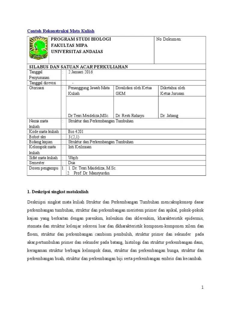 Contoh Silabus Dan Sap