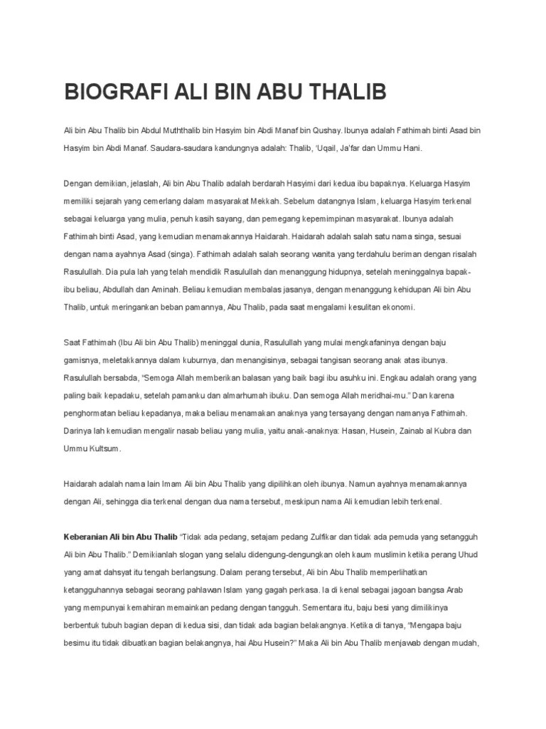 Biografi Ali Bin Abu Thalib | PDF