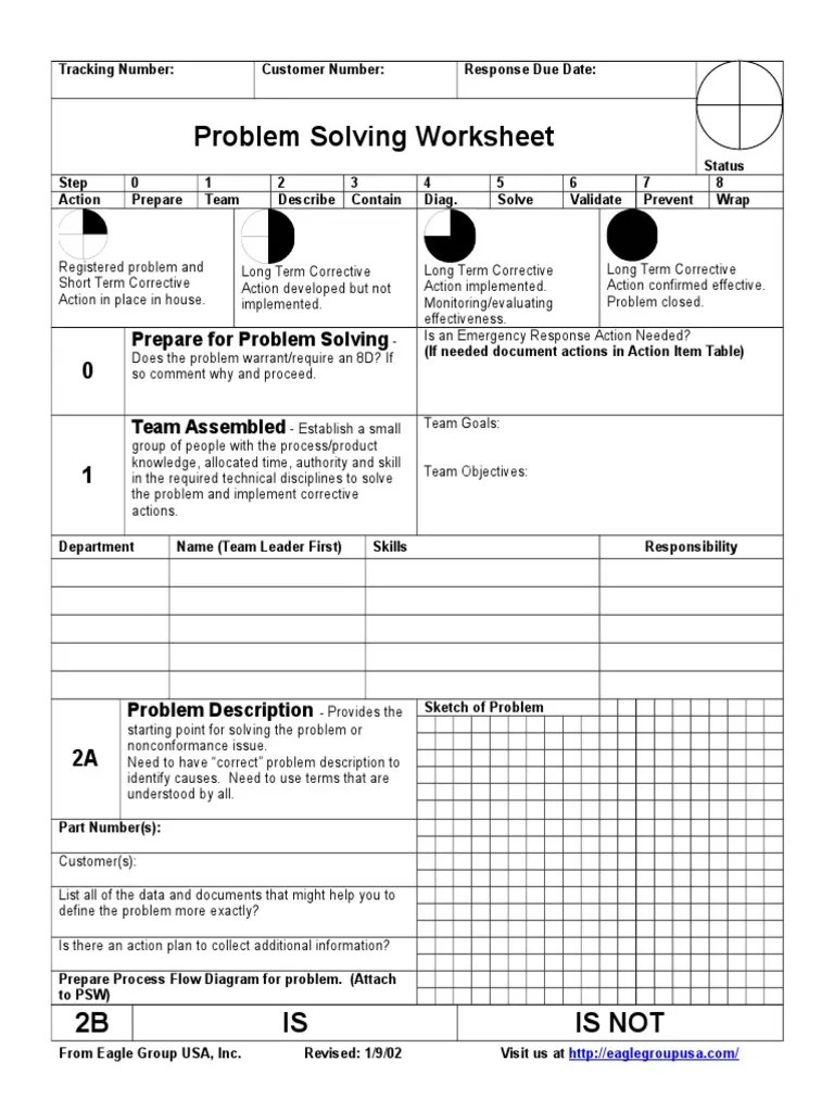 8D Form Problem Solving Skills Applied Mathematics