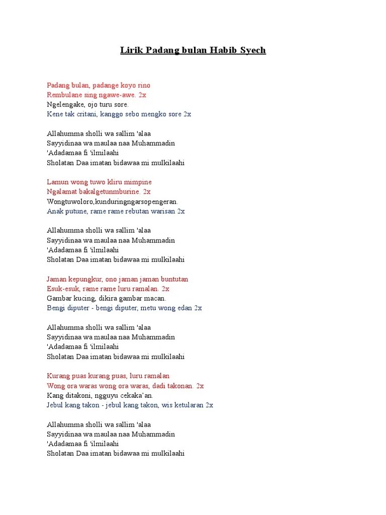 Lirik Padang Bulan Habib Syech | PDF