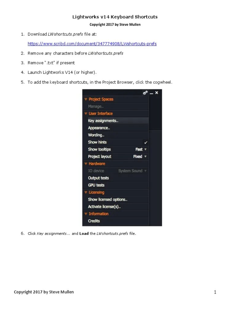 Lightworks HOW TO PDF Computer Keyboard Text