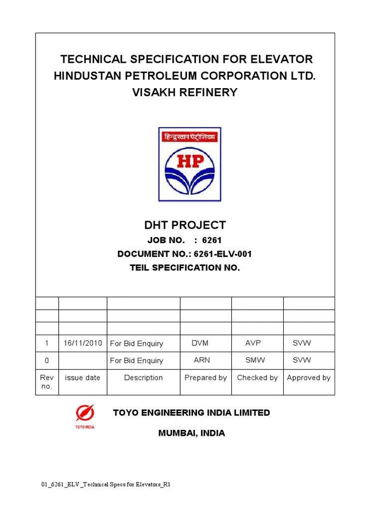 01 6261 ELV Technical Specs for Elevators R1dfvrgdvfe Elevator Manufactured Goods Free 30