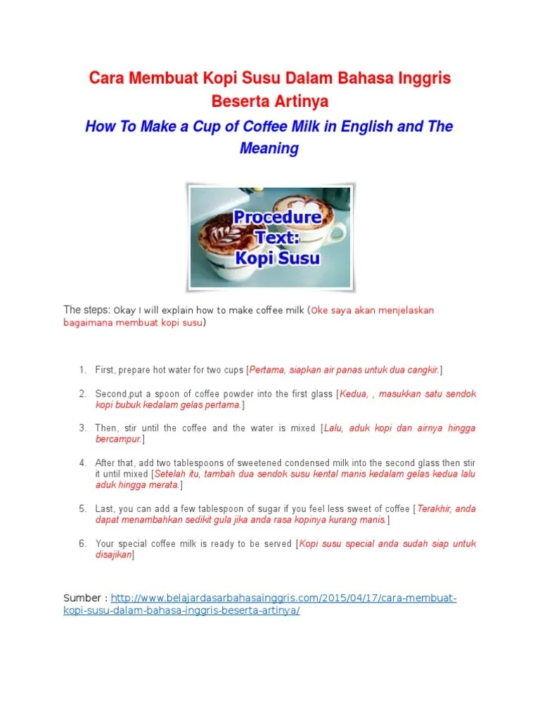 Cara Membuat Susu Dalam Bahasa Inggris Beserta Artinya Learning Docs
