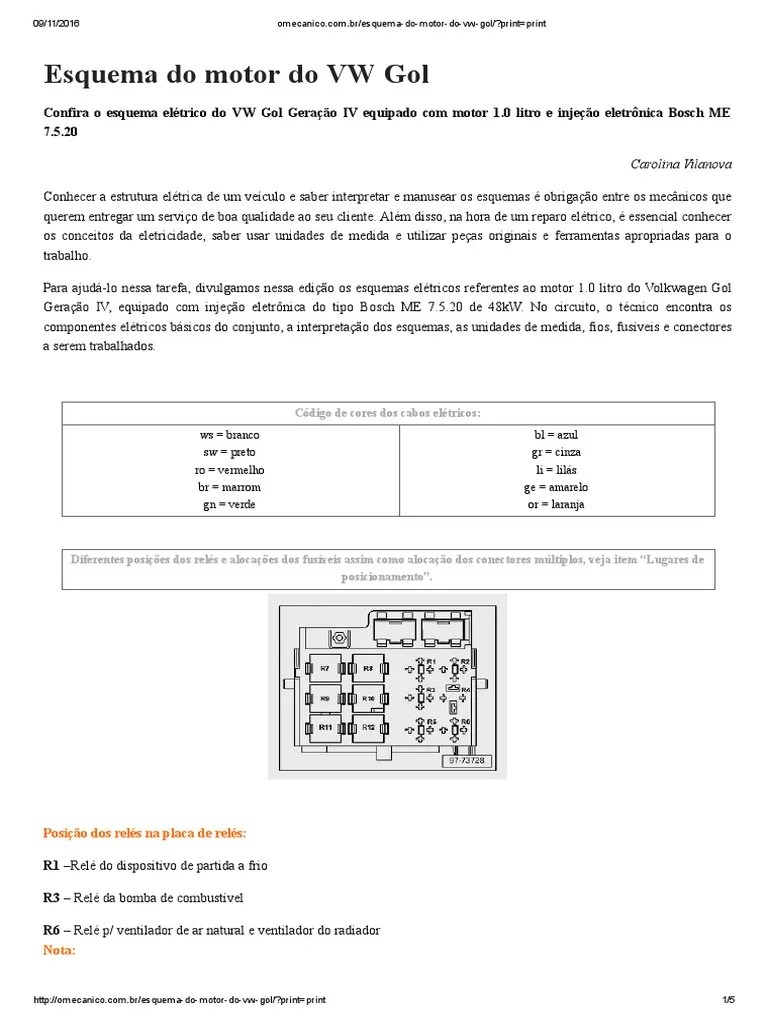 Esquema Gol g4 Relé Motores