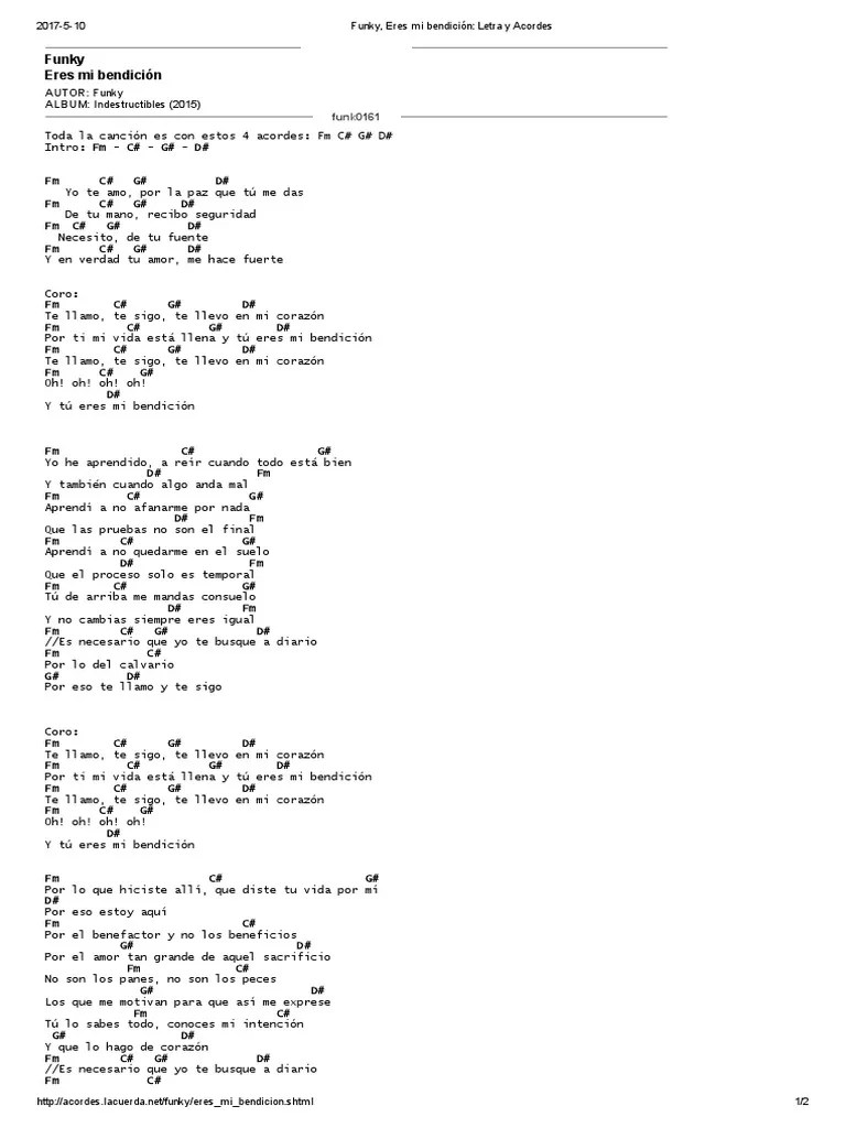 Funky, Eres Mi Bendición_ Letra y Acordes Ocio Entretenimiento