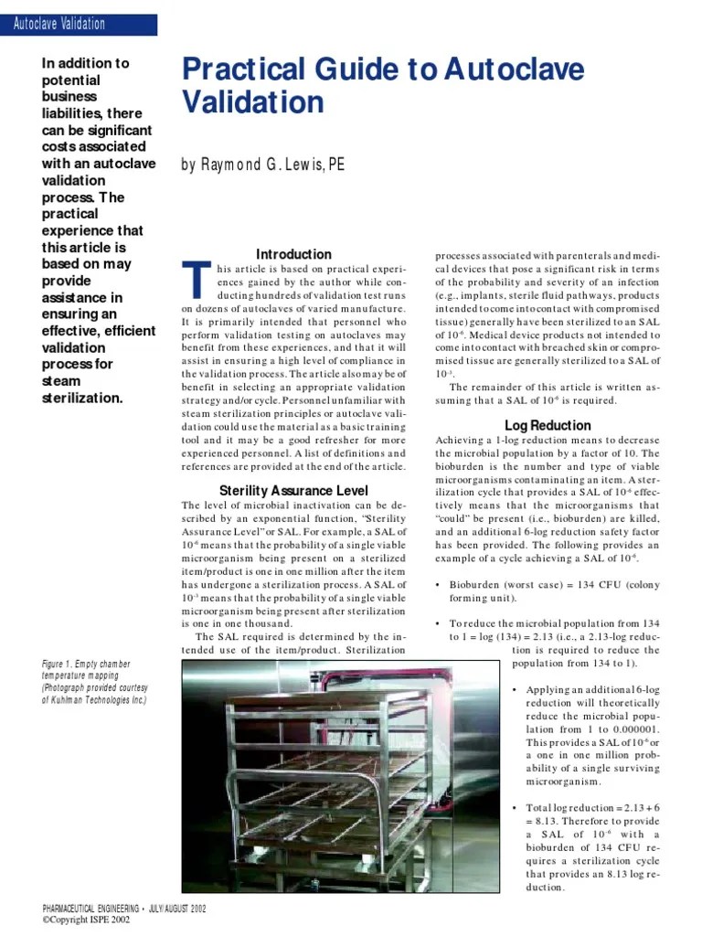 Practical Guide to autoclave validation.pdf Chemistry Applied And