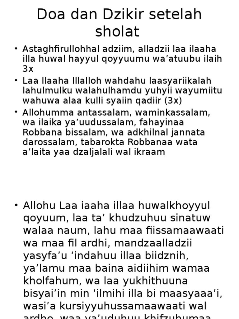 Doa, Dzikir, Shalawat Setelah Sholat | PDF