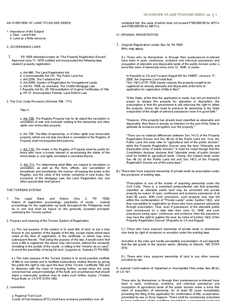An Overview of Land Titles and Deeds Foreclosure Mortgage Law