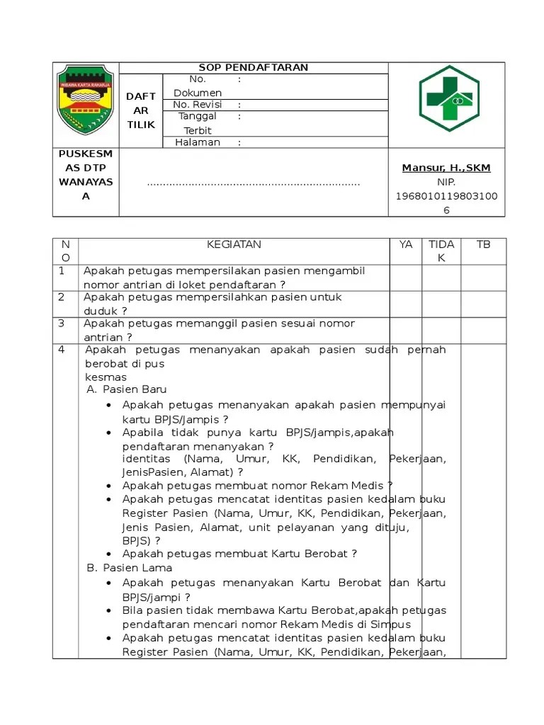 7111.Daftar Tilik Sop Pendaftaran