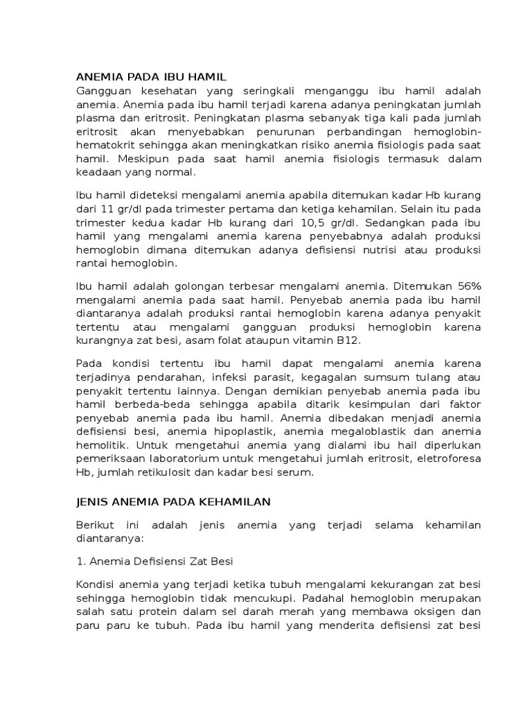 Penyebab Terjadinya Anemia Pada Ibu Hamil Berbagai Sebab