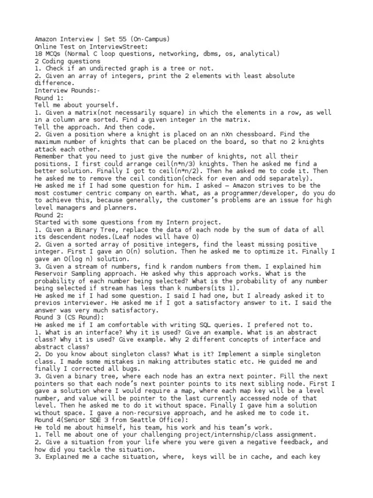 Amazon Interview Questions String Science) Computer