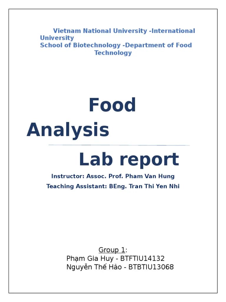 Food Analysis Lab Report PDF