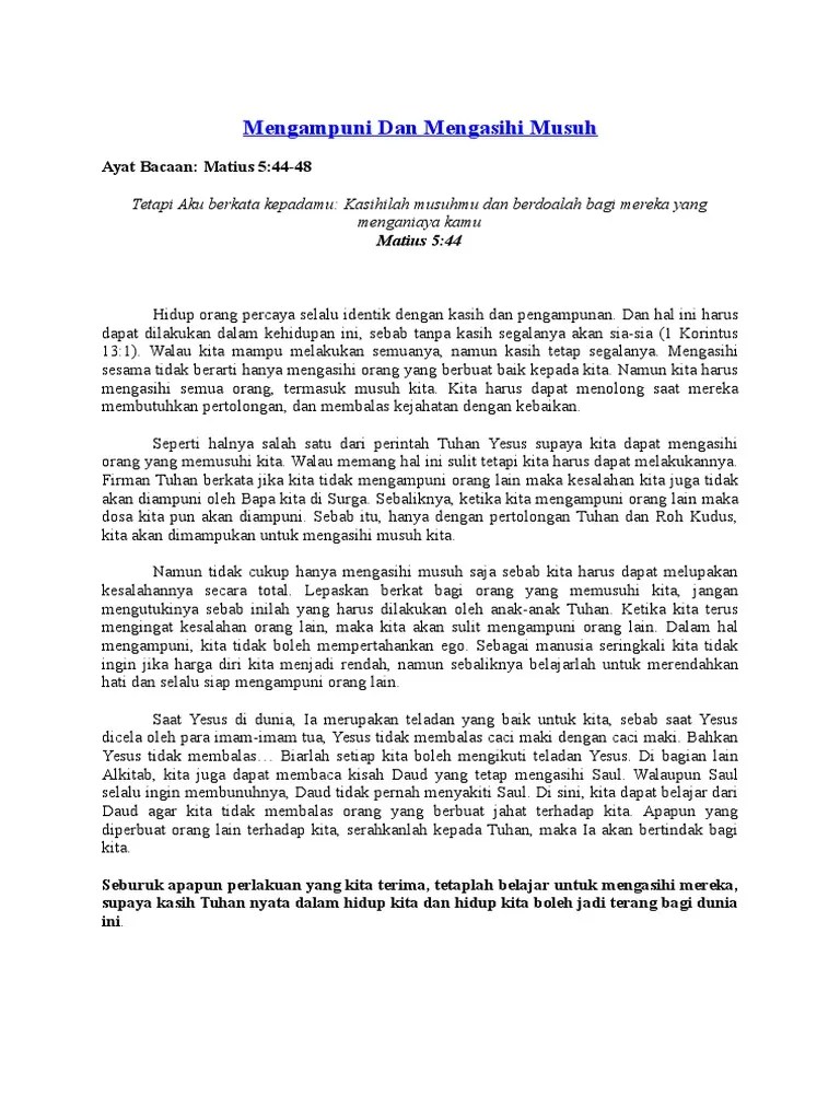 Mengampuni Dan Mengasihi Musuh | PDF