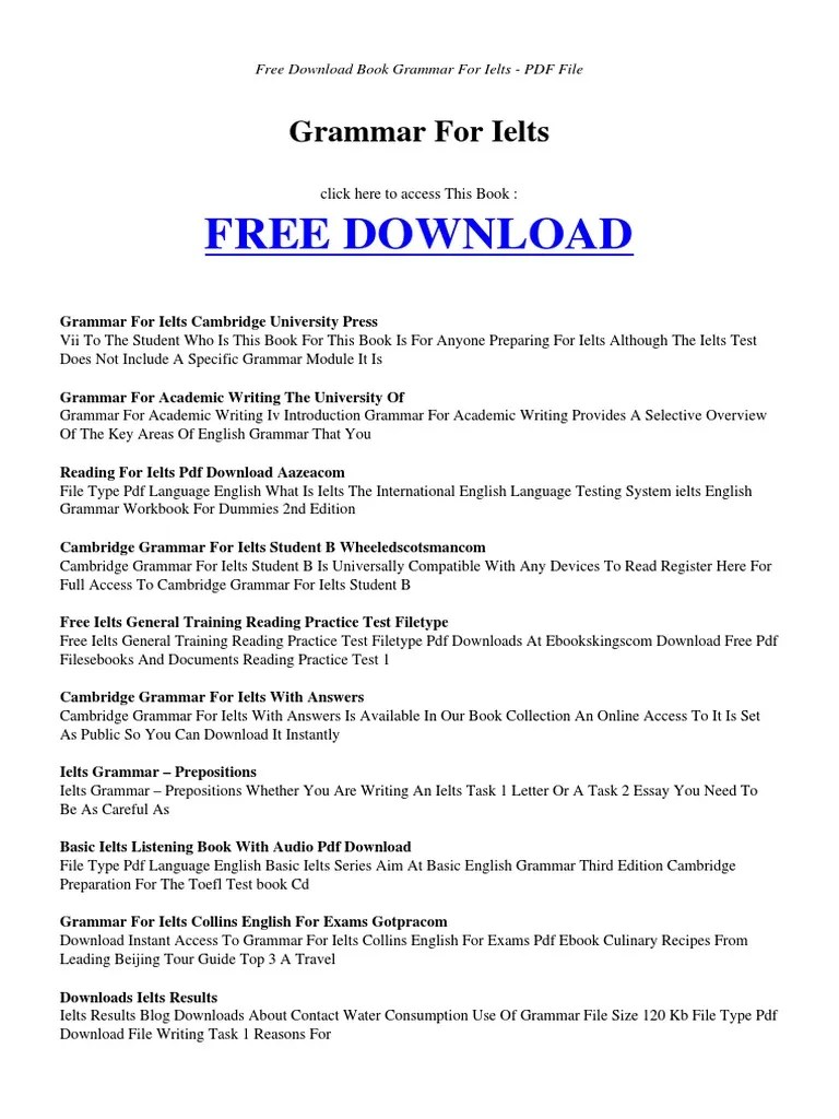 Grammar for IELTS International English Language Testing System