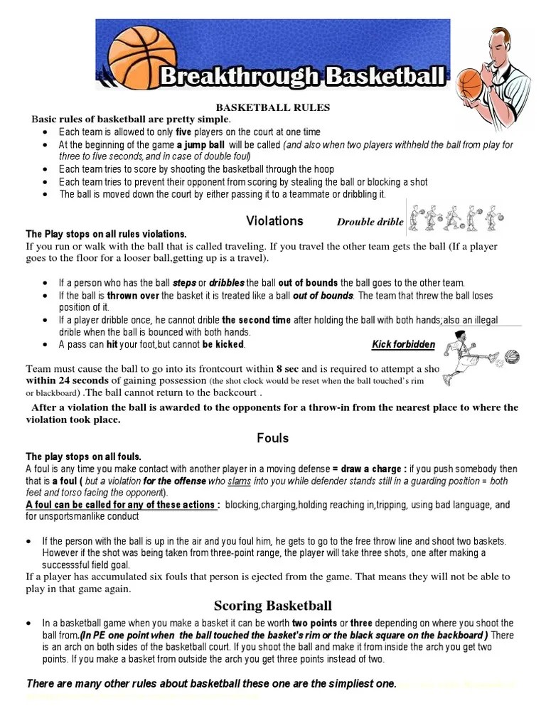Basketball Basic Rules Rules Gaming