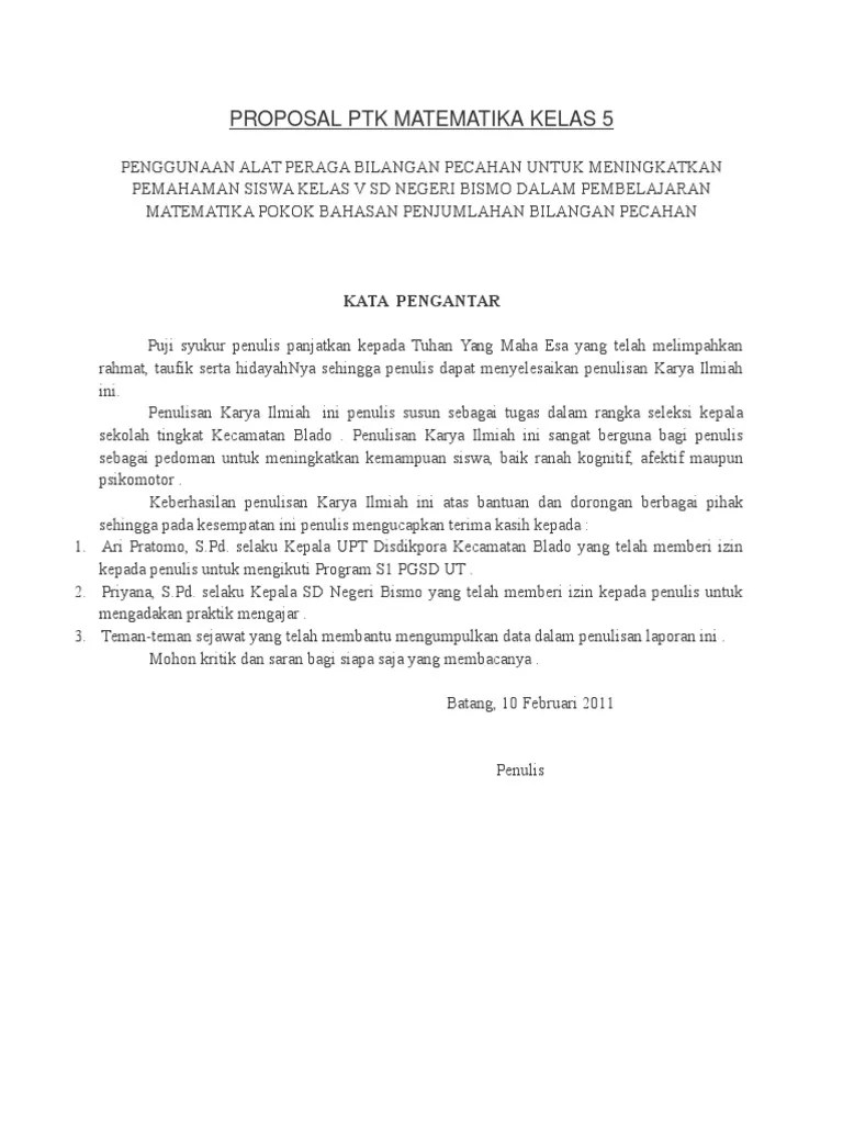 Contoh Proposal Ptk Matematika Kelas 5 Sd Berbagi Contoh Proposal