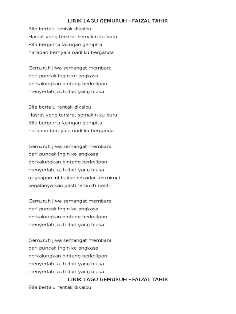 malaysia faizal tahir lirik Elizabeth Vaughan