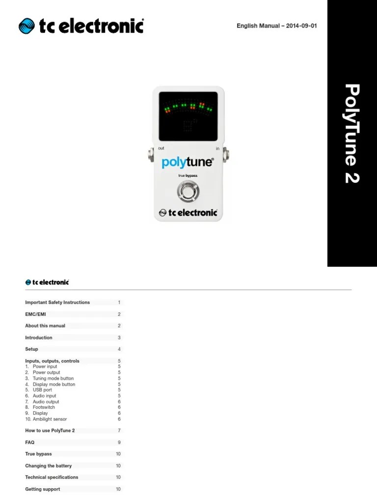 TC Electronic Polytune 2 Manual English | PDF | Musical Instruments