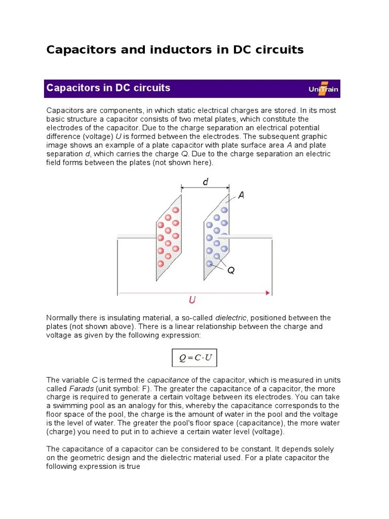 Capacitors and Inductors in DC Circuits PDF Capacitor Inductor