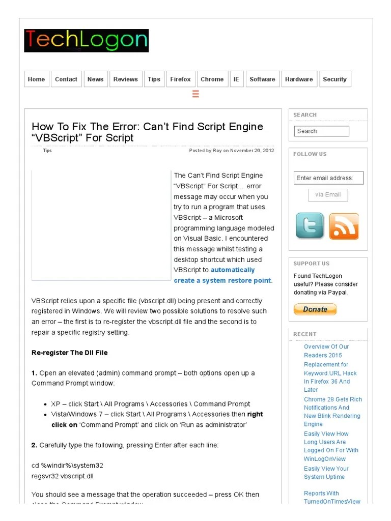 How to Fix the Error_ Can’t Find Script Engine “VBScript” for Script