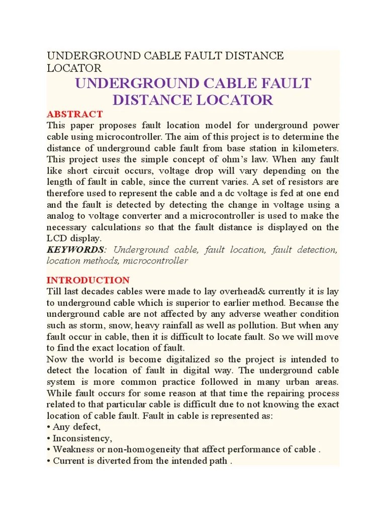 Underground Cable Fault Distance Locator PDF Rectifier Power Supply