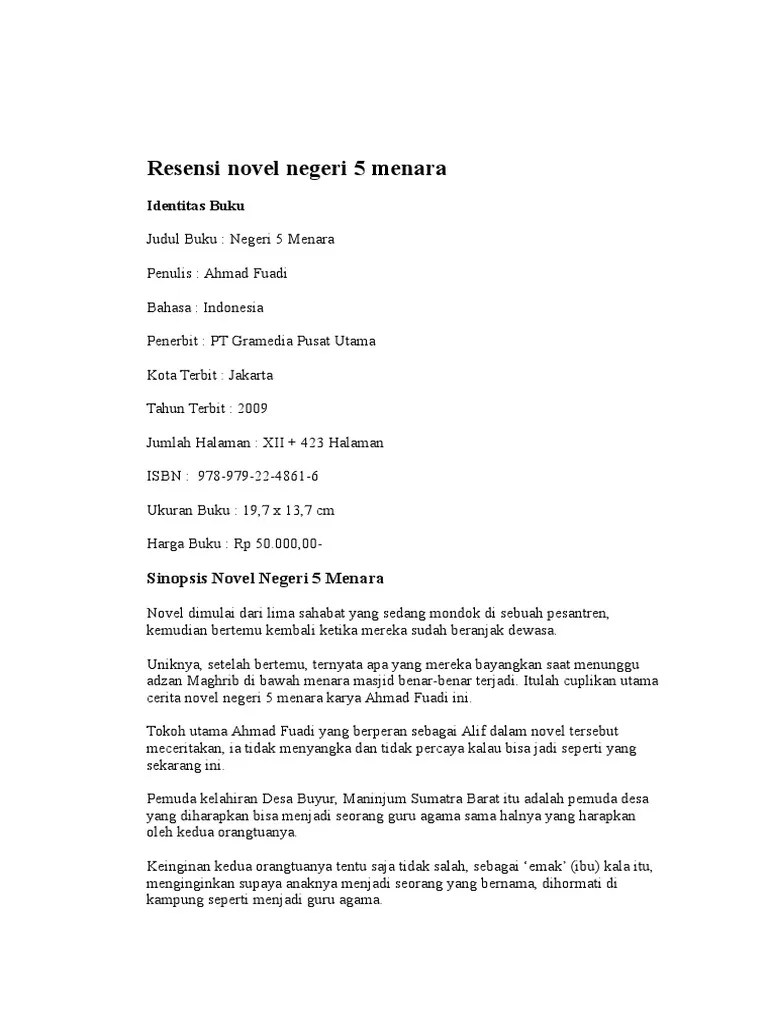 Resensi Novel Negeri 5 Menara | PDF