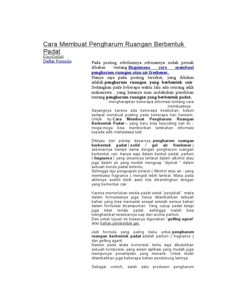 Cara Membuat Pengharum Ruangan Berbentuk Padat | PDF