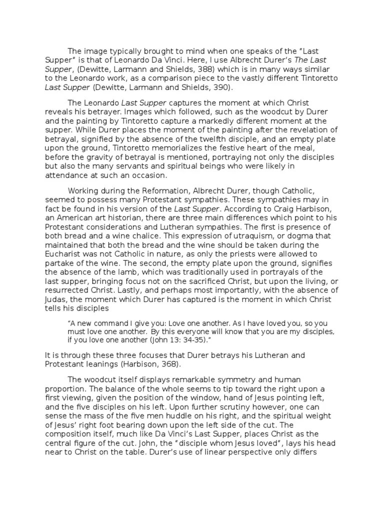 Compare and Contrast Two Works of Art PDF Last Supper Arts (General)
