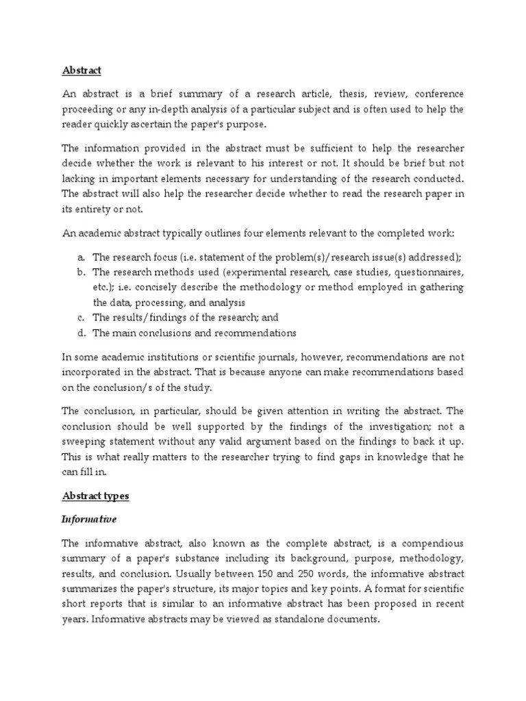 How to Write an Abstract Abstract (Summary) Truth