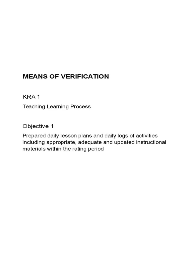Means of Verification Lesson Plan Applied Psychology
