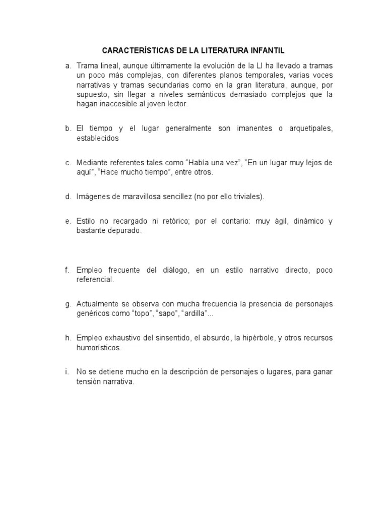 Características de La Literatura Infantil Literatura infantil Autor