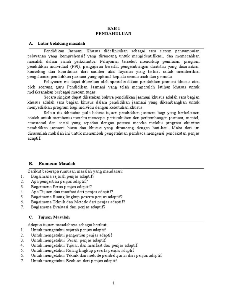 Makalah Penjas Adaptif | PDF