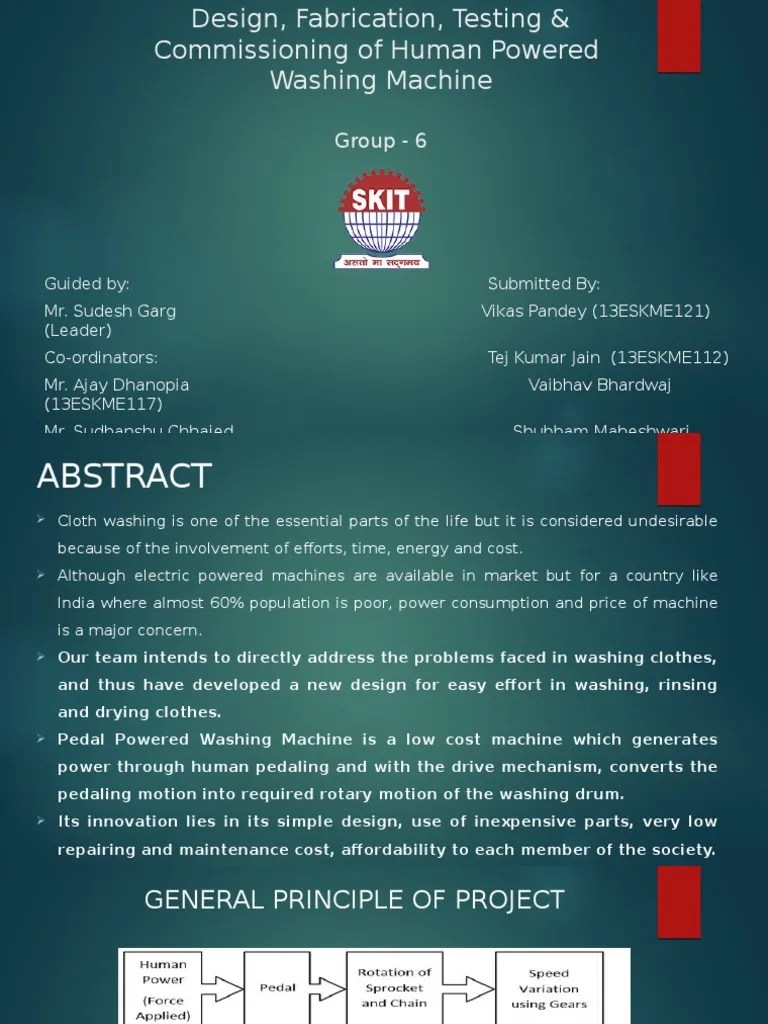 Human Powered Pedal Washing Machine PDF Washing Machine