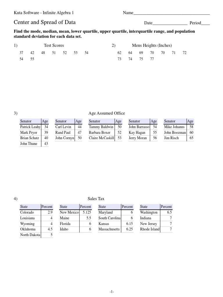 Standard Deviation Worksheet Kuta worksheet