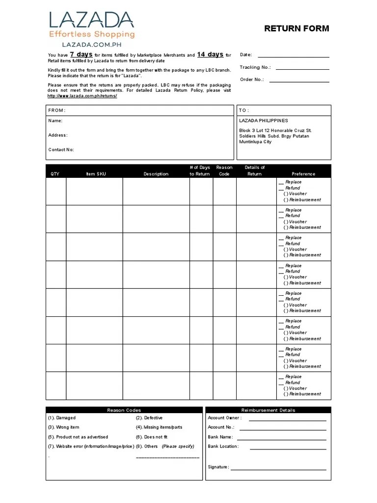 Return Slip Form PDF