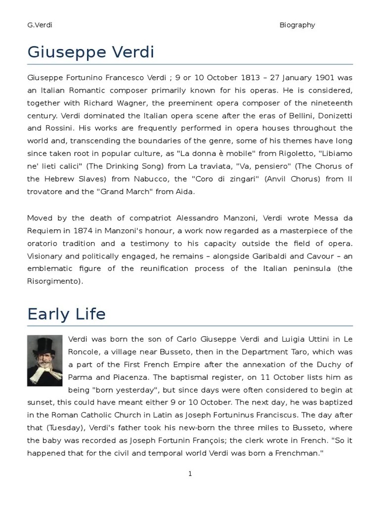 verdi Giuseppe Verdi Compositions