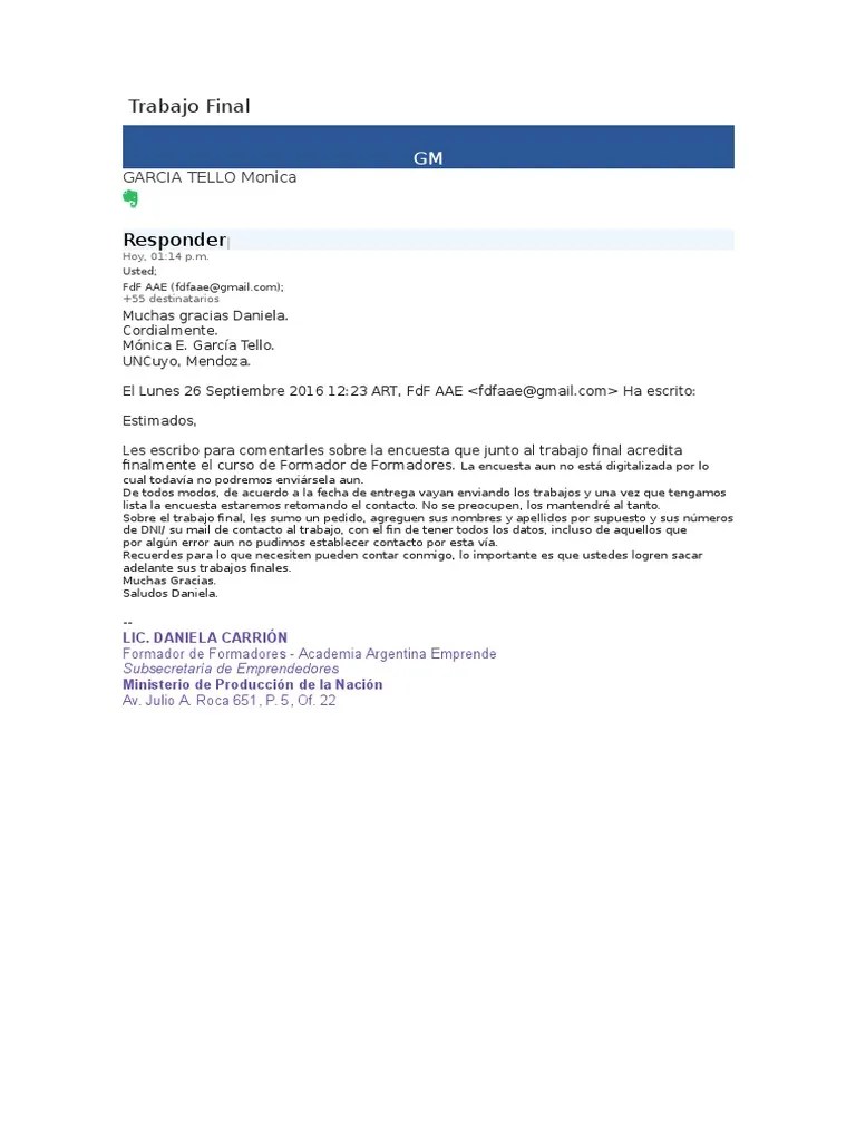 Para El Trabajo Final de Formador de Formadores PDF
