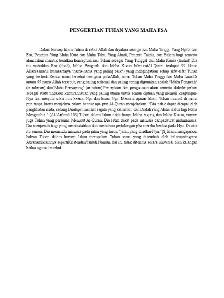 Pengertian Tuhan Yang Maha Esa | PDF