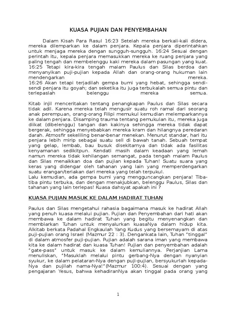 Kuasa Pujian Dan Penyembahan | Pdf