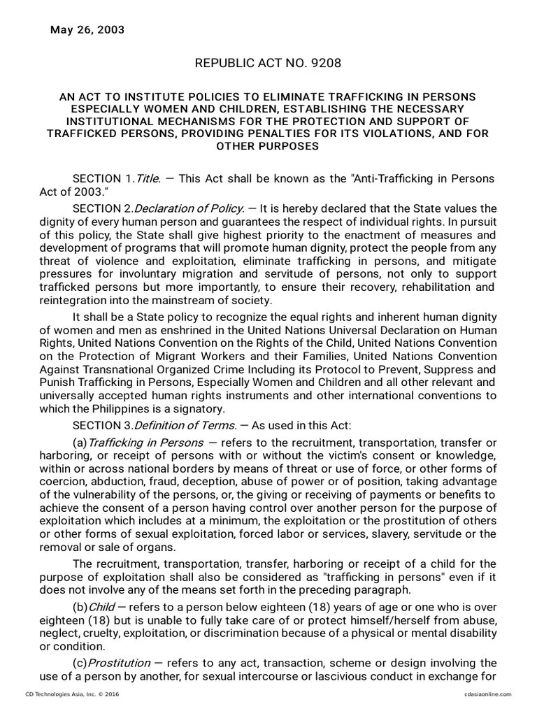 637892003AntiTrafficking in Persons Act of 2003 PDF Human
